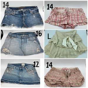 Abercrombie kids lot Shorts Skirts Jeans 12 14 16